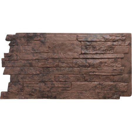 Ekena Millwork 49"W x 25 1/2"H x 1 1/4"D Acadia Ledge Stacked Stone StoneWall Faux Stone Siding Panel Canyon Brown PNU24X48ALCB